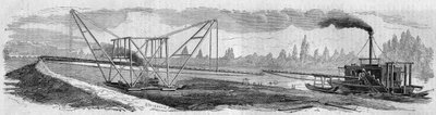 Test of a dredge intended for digging the Suez Canal by French School
