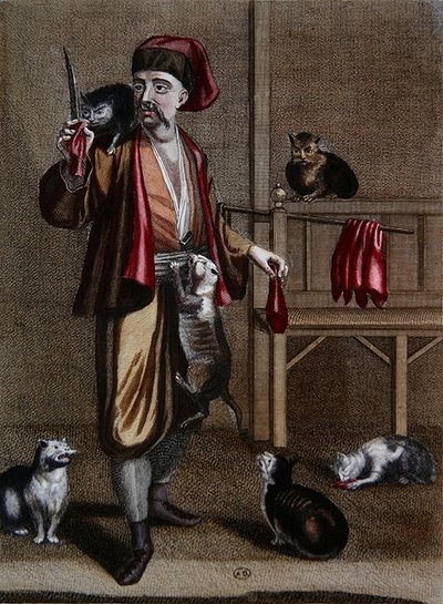 The Albanian Dgi-Guerdgi Feeding Cats in the Bazaar in Constantinople with Sheep Liver, from the 