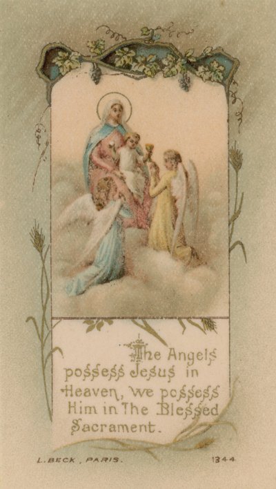 The Angels Possess Jesus in Heaven, We Possess Him in The Blessed Sacrament by French School