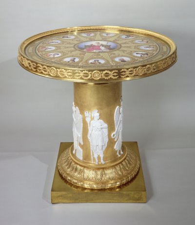 The Austerlitz Table, inlaid with Sevres plaques commemorating Napoleons victory at Austerlitz, 1808-10 by French School