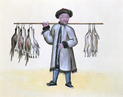 The Game Merchant, from a book on the street calls of Peking, c.1785 by French School