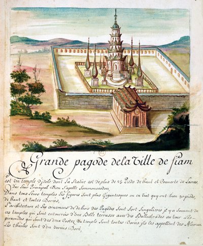 The Great Pagoda of Siam, from an account of Jesuits in Siam, 1688 by French School