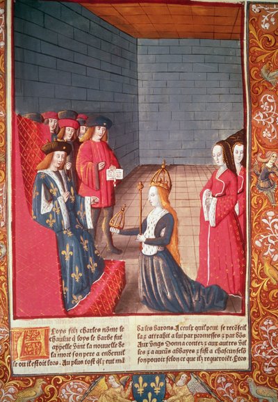 The Holy Roman Empress Richilde of Provence in Compiegne Presenting to Louis the Stammerer the Crown and Sceptre that Had Belonged to His Father Charles II 