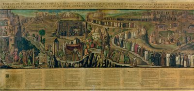 The Two Paths of Religion, depiction of the divide between Protestantism and Catholicism by French School
