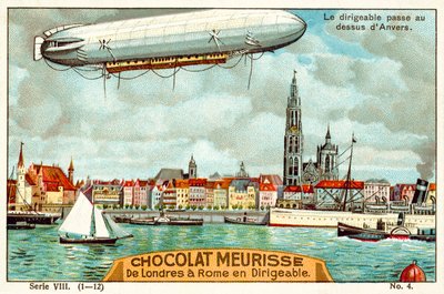 The Airship Passing Over Antwerp by French School