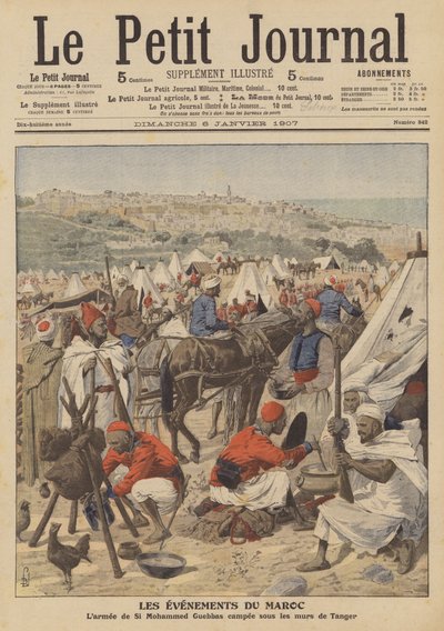 The army of Mohammed Guebbas camped beneath the walls of Tangier, Morocco by French School