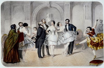 The Foyer of the Opera (Opera Garnier in Paris). A Tutu Dancer Chatting with Gentlemen by French School