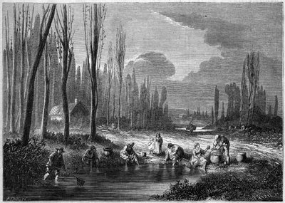 The leech fishing in the vicinity of Versailles by French School