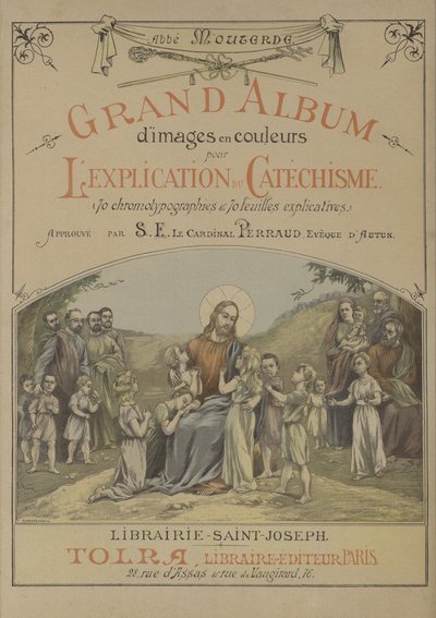 Title Page for Grand Album of Images in Color for the Explanation of the Catechism by French School