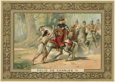 Trade card depicting an attack on King Charles VI of France by French School