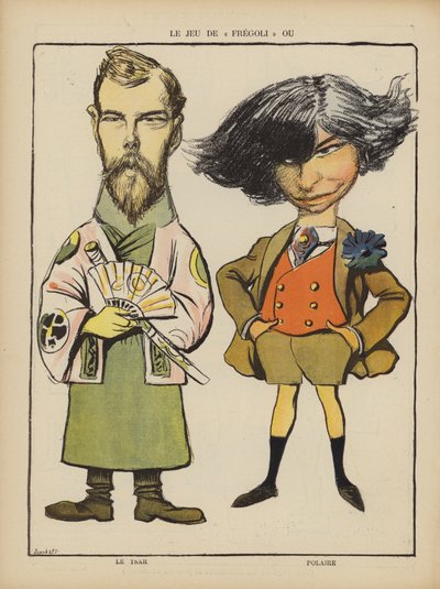 Tsar Nicholas II of Russia and French Actress Polaire. Illustration for Le Rire by French School