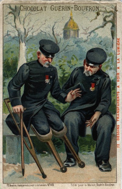 Two war invalids: a butt talking to a penguin by French School