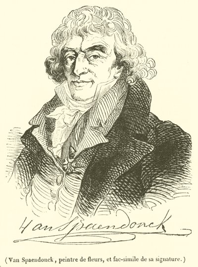 Van Spaendonck, Flower Painter, and Facsimile of His Signature (engraving) by French School