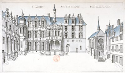 View of the courtyard and chapel at Chantilly by French School