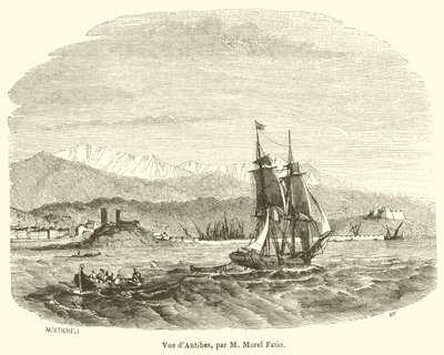 View of Antibes (engraving) by French School