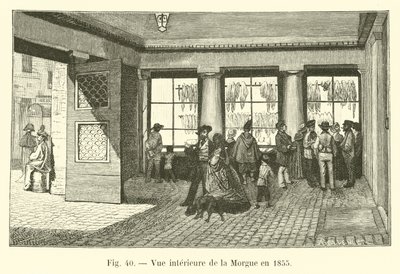 Interior View of the Morgue in 1855 by French School