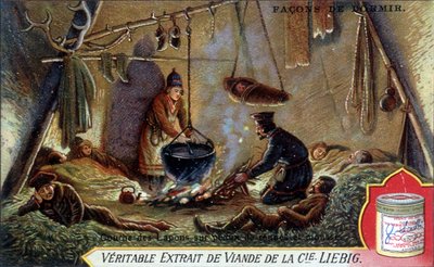 Ways to Sleep: Lap Layer on Reindeer Skins and Foam. Chromolithography Packaging Liebig by French School