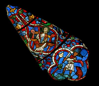 Window depicting an Apostle and the Labours of the Months: December by French School