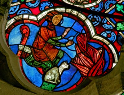 Window depicting the Labours of the Months: February by French School