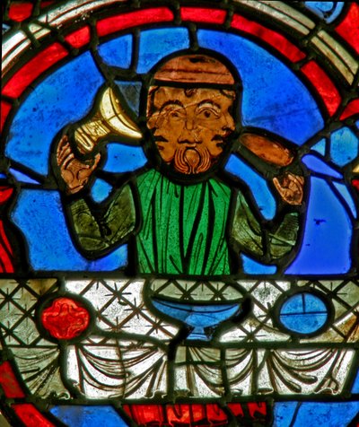 Window depicting the Labours of the Months: January by French School