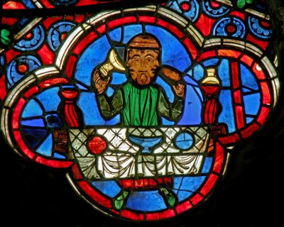 Window depicting the Labours of the Months: January by French School