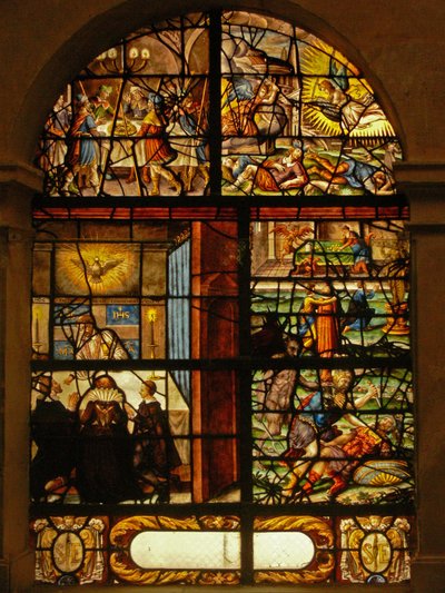 Window in the Charnier depicting the Passover, Easter and sins by French School