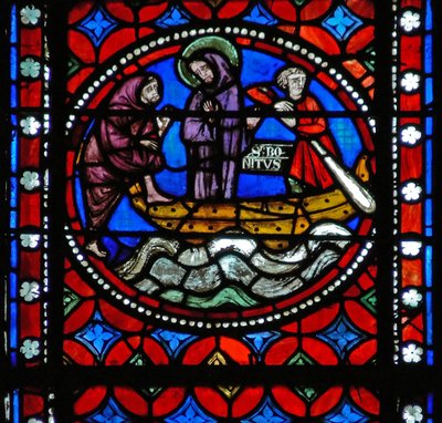 Window s1-R depicting a scene from St Bonnet