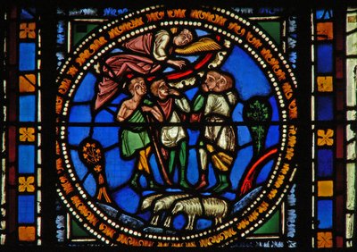 Window s2-C depicting the Annunciation to Shepherds by French School