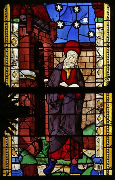 Window depicting Joachim with one of his sheep by French School