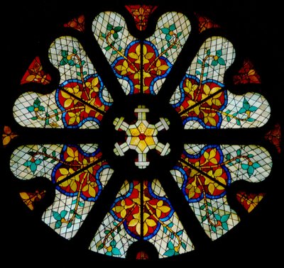 Window w107, North Rose Window with Patterned Modern Glass by French School