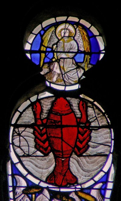 Window w114 depicting the Zodiac sign Cancer by French School
