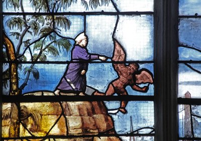 Window depicting a Detail from the Temptation by French School
