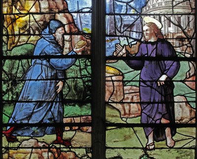 Window depicting the Temptation in the Wilderness by French School