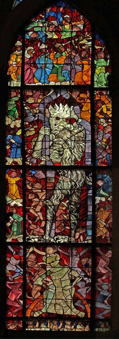 Window w16 depicting a scene from the Last Judgement: the Devil attends by French School