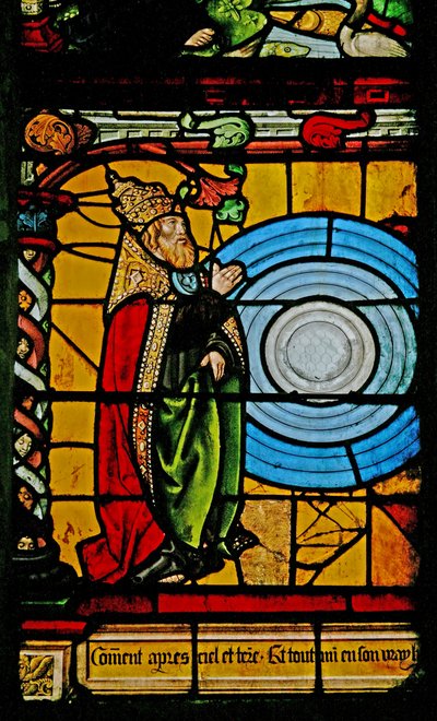 Window depicting God the Creator creating the Heavens and the Earth by French School