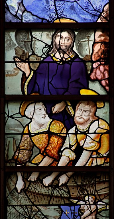 Window depicting St Peter and miraculous draft of fish by French School