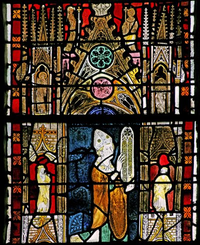 Window depicting a donor - bishop by French School