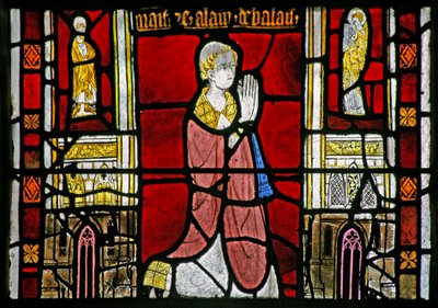 Window depicting a donor priest; architectural border by French School