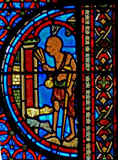 Window w23 depicting the Parable of Dives and Lazarus by French School