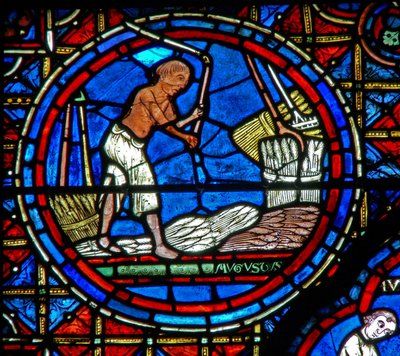 Window W28a Depicting the Labours of the Months: August by French School