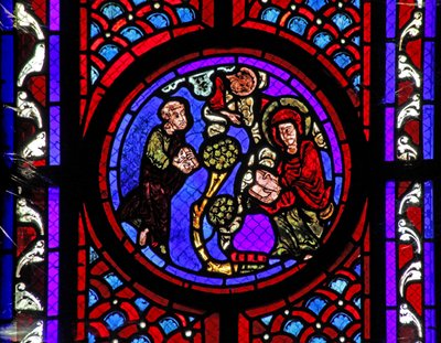 Window w2 depicting a scene from the life of St Mary Magdalene - the saint in Provence by French School