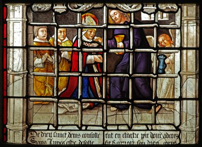 Window depicting a scene from the life of St Denis: receiving Communion from Christ in prison by French School