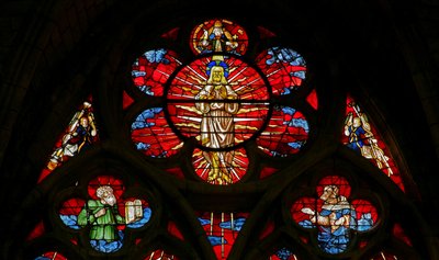 Window 34 depicting the Transfiguration with Elisha and Moses by French School