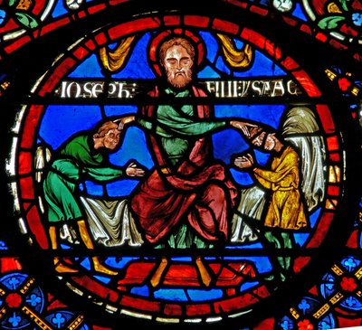 Window depicting Jacob blessing the sons of Joseph by French School