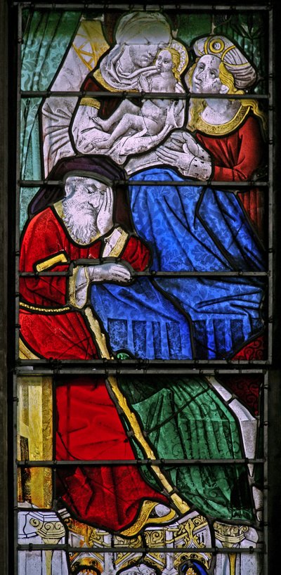 Window depicting a scene from the Life of the Virgin Mary - her birth; Joachim sleeps by French School