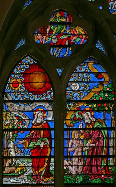 Window 40 depicting the Creation and creation of Adam by French School