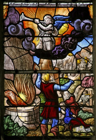 Window w7 depicting a star falls to earth by French School