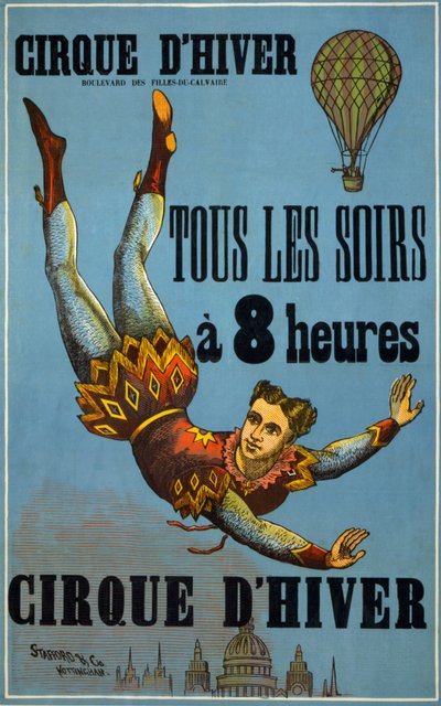 Winter Circus every night, at 8 am: Advertising poster made by Stafford Co and Nottingham, for a Cirque show at Cirque d