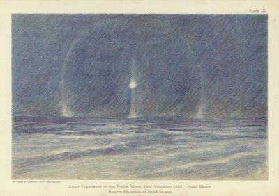 Light phenomena in the polar night, 22 November 1893, pastel sketch by Fridtjof Nansen