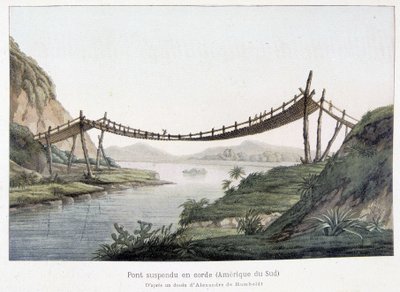Rope suspension bridge in South America, based on a drawing by Alexander Von Humboldt by Friedrich Alexander Baron von (after) Humboldt